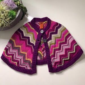 Vintage Missoni Sweater knit girls large women’s small cape chevron Print